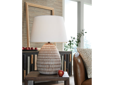 Darrich Beige/White Table Lamp - Ornate Home