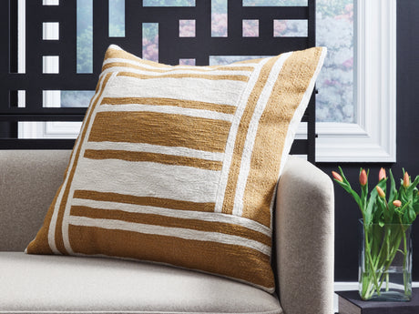 Darrman Ochre/Ivory Pillow (Set of 4) (Online Special Price) - Ornate Home