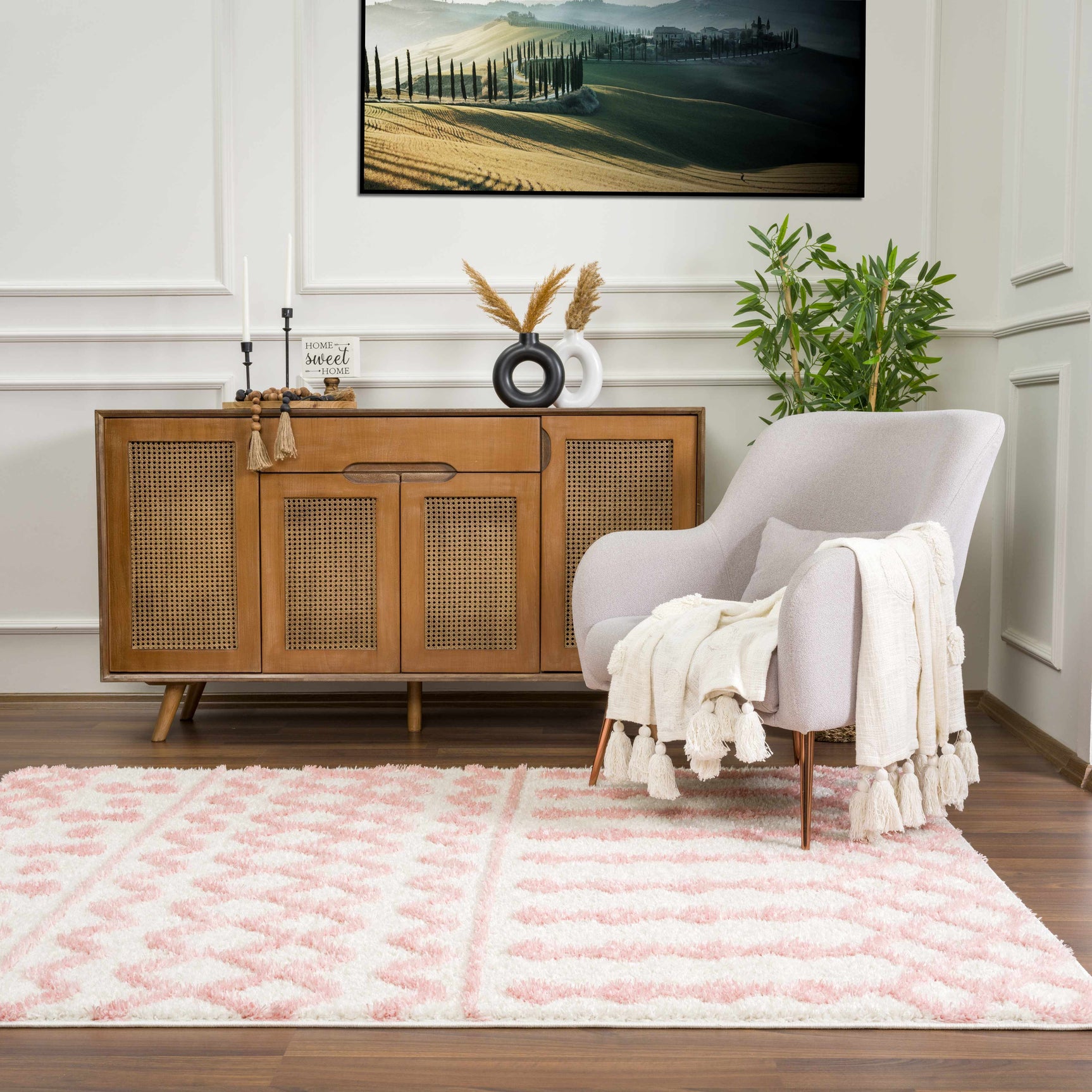 Darva Pink Plush Area Carpet - Ornate Home