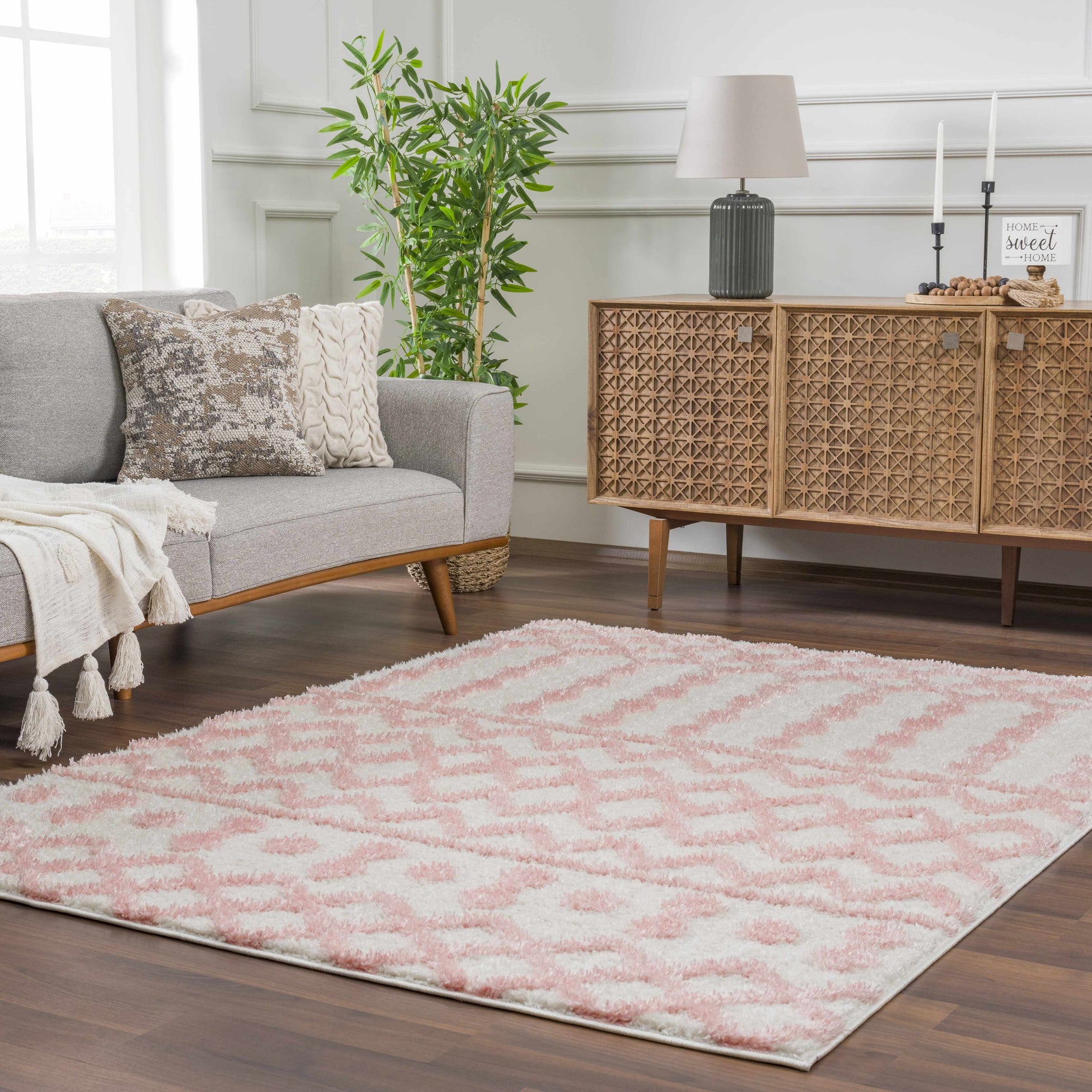 Darva Pink Plush Area Carpet - Ornate Home