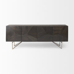 Darwin Brown/Gold Solid Wood Metal Base 4 Cabinet Door Sideboard - Ornate Home
