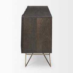 Darwin Brown/Gold Solid Wood Metal Base 4 Cabinet Door Sideboard - Ornate Home