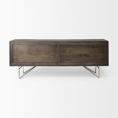 Darwin Brown/Gold Solid Wood Metal Base 4 Cabinet Door Sideboard - Ornate Home