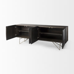 Darwin Brown/Gold Solid Wood Metal Base 4 Cabinet Door Sideboard - Ornate Home