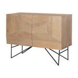 Darwin Light Brown Wooden 2 Door with 2 Shelves Accent Cabinet - Ornate Home