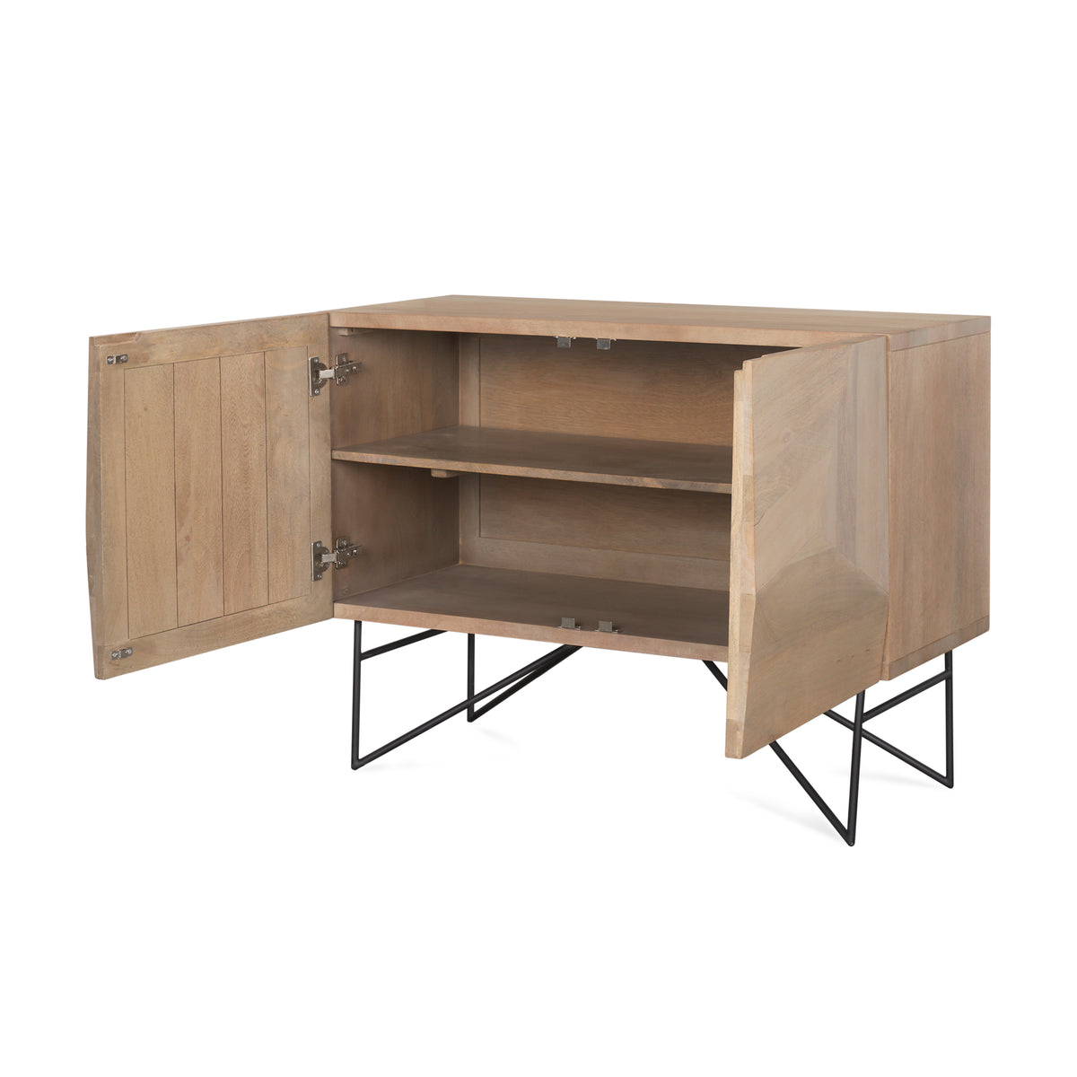 Darwin Light Brown Wooden 2 Door with 2 Shelves Accent Cabinet - Ornate Home