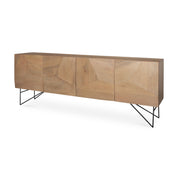 Darwin Light Brown Wooden 4 Door with 2 Shelves Sideboard - Ornate Home