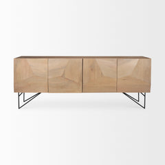 Darwin Light Brown Wooden 4 Door with 2 Shelves Sideboard