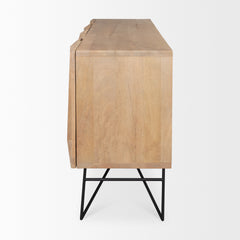 Darwin Light Brown Wooden 4 Door with 2 Shelves Sideboard