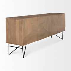 Darwin Light Brown Wooden 4 Door with 2 Shelves Sideboard