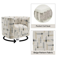 Darya Beige Pattern Chair w/Swivel - Ornate Home
