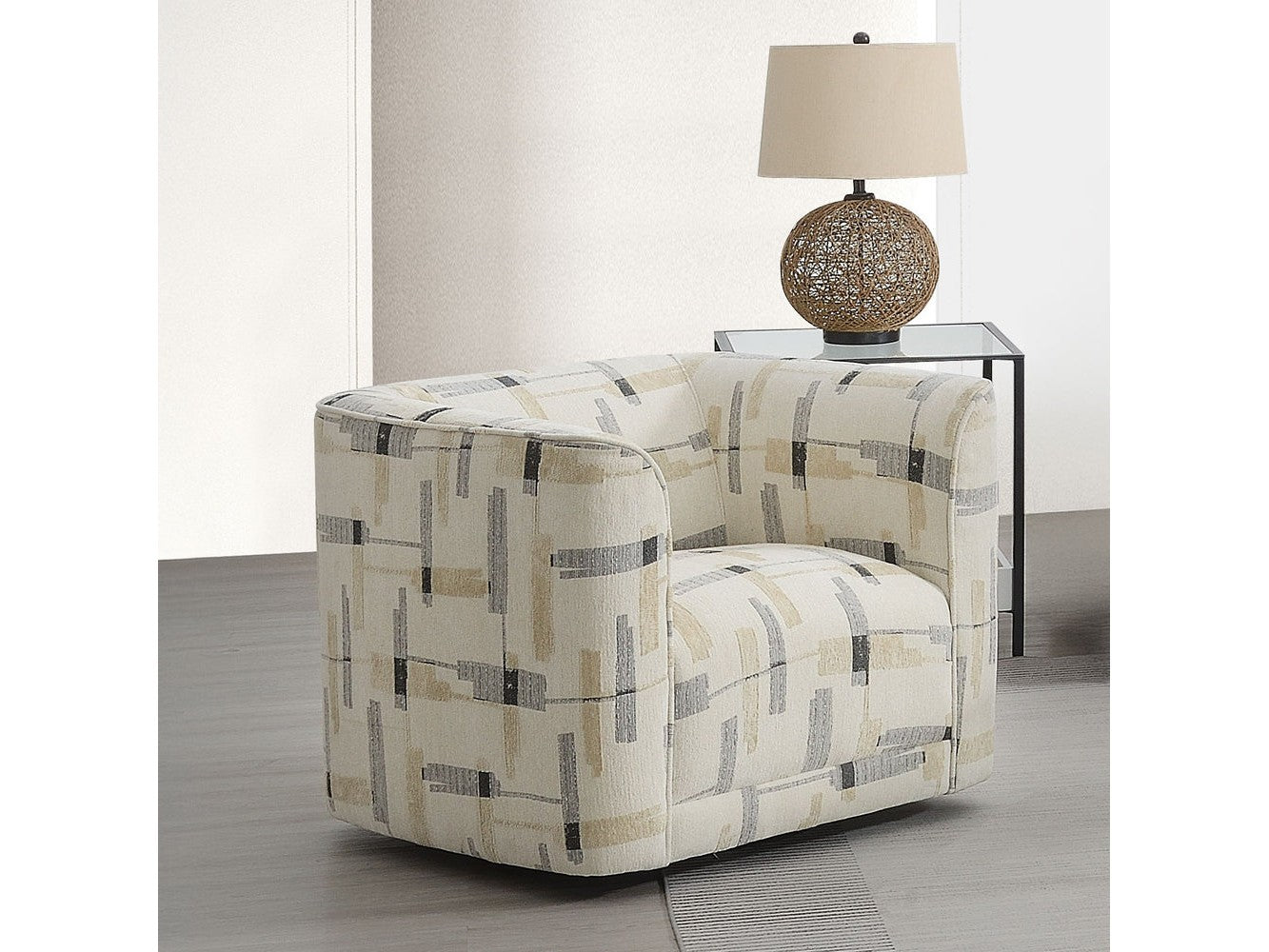 Darya Beige Pattern Chair w/Swivel - Ornate Home