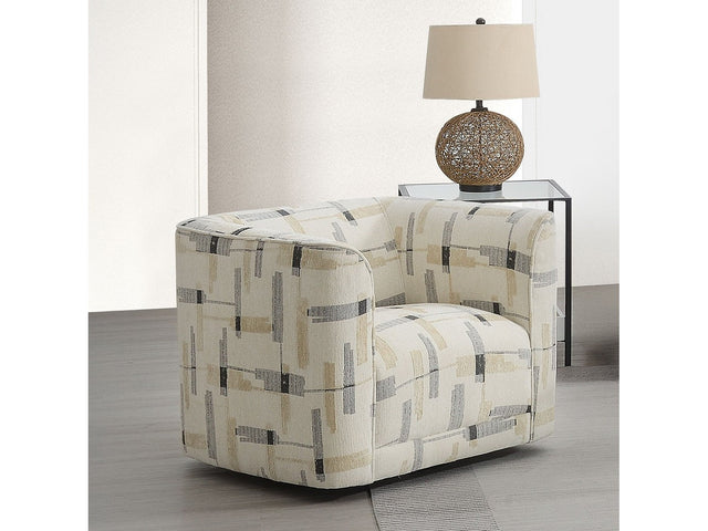 Darya Beige Pattern Chair w/Swivel - Ornate Home