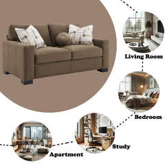 Darya Suede Brown Loveseat w/3 Pillows - Ornate Home