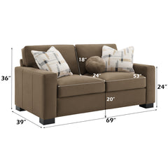 Darya Suede Brown Loveseat w/3 Pillows - Ornate Home