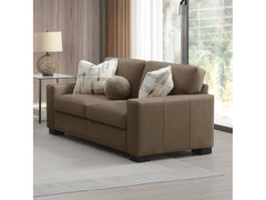 Darya Suede Brown Loveseat w/3 Pillows - Ornate Home