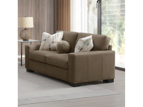 Darya Suede Brown Loveseat w/3 Pillows - Ornate Home