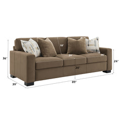 Darya Suede Brown Sofa w/4 Pillows - Ornate Home