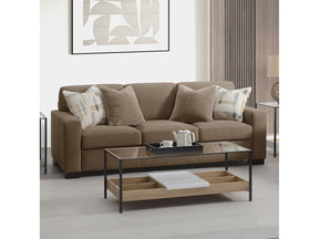 Darya Suede Brown Sofa w/4 Pillows - Ornate Home