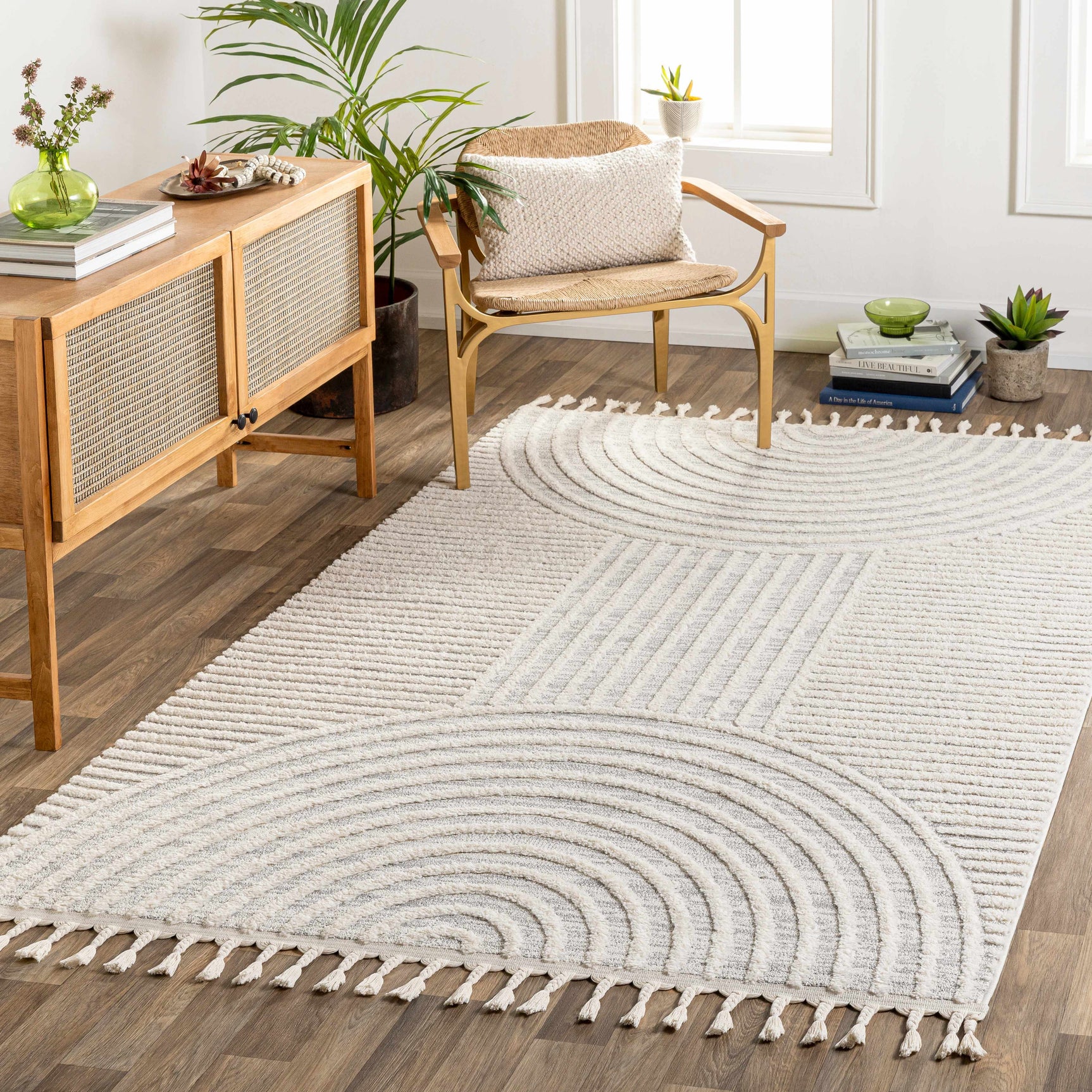 Dauin 3D Rainbow Area Rug with Tassels - Ornate Home