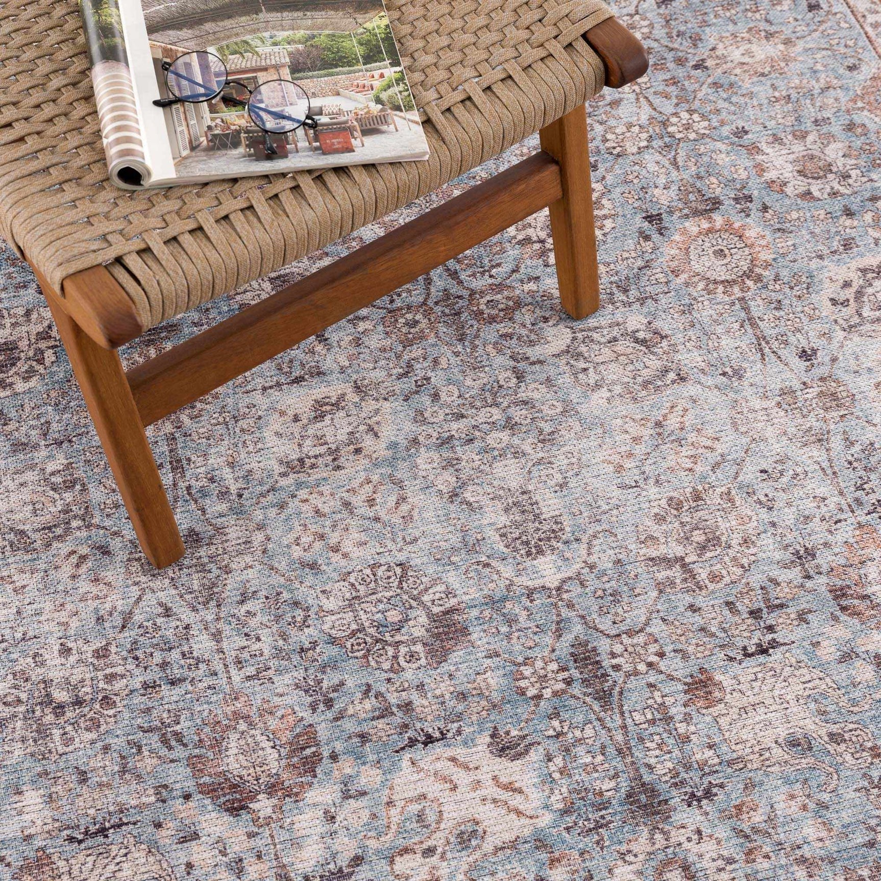 Dauis Blue Persian Style Washable Rug - Clearance - Ornate Home