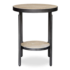 Dauntless Black/Yellow Travertine Side Table - Ornate Home