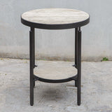 Dauntless Black/Yellow Travertine Side Table - Ornate Home