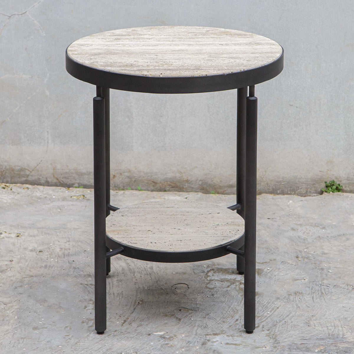 Dauntless Black/Yellow Travertine Side Table - Ornate Home