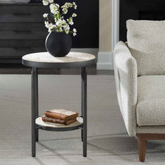 Dauntless Black/Yellow Travertine Side Table - Ornate Home