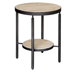 Dauntless Black/Yellow Travertine Side Table - Ornate Home