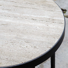 Dauntless Black/Yellow Travertine Side Table - Ornate Home