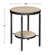 Dauntless Black/Yellow Travertine Side Table - Ornate Home