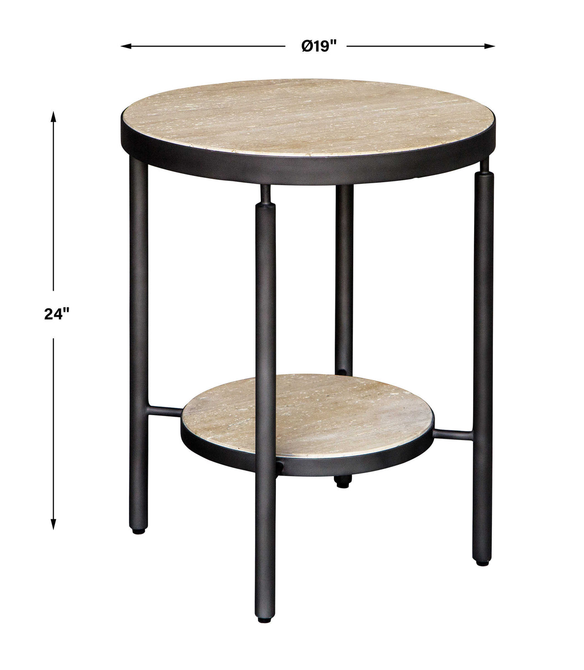 Dauntless Black/Yellow Travertine Side Table - Ornate Home