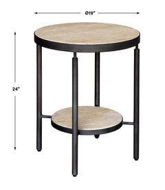Dauntless Black/Yellow Travertine Side Table - Ornate Home