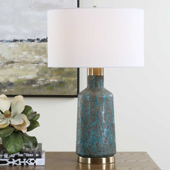 Dauphine Cracked Teal Table Lamp - Ornate Home