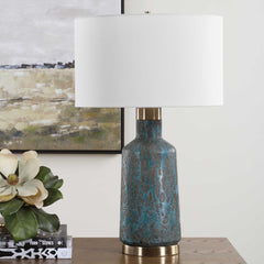 Dauphine Cracked Teal Table Lamp - Ornate Home