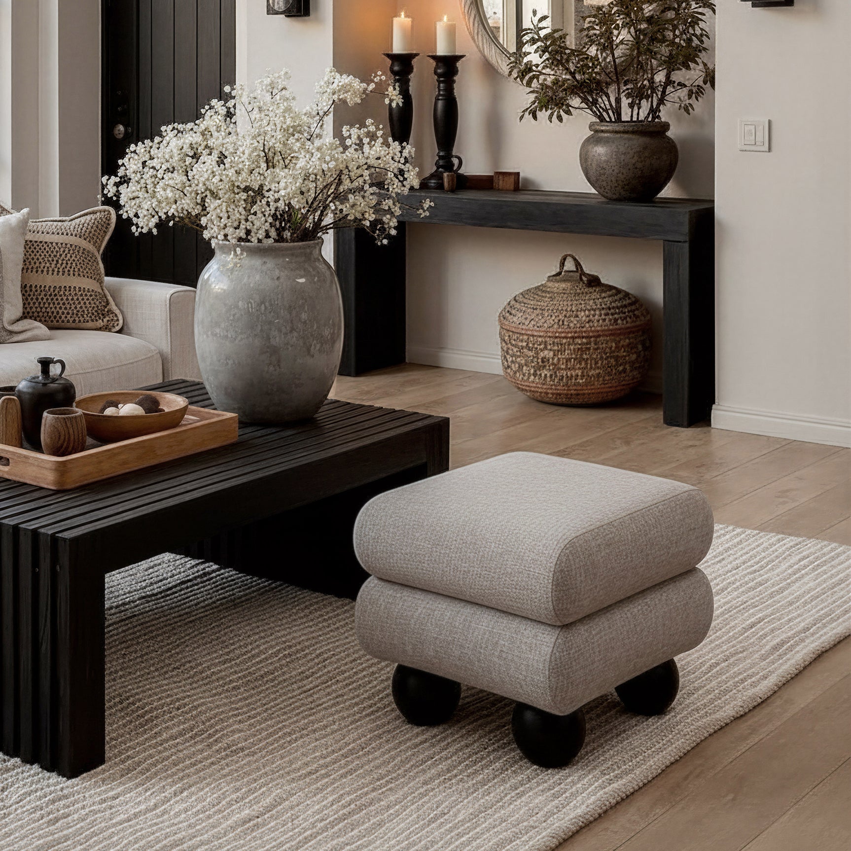 Davao Gray Ottoman - Ornate Home