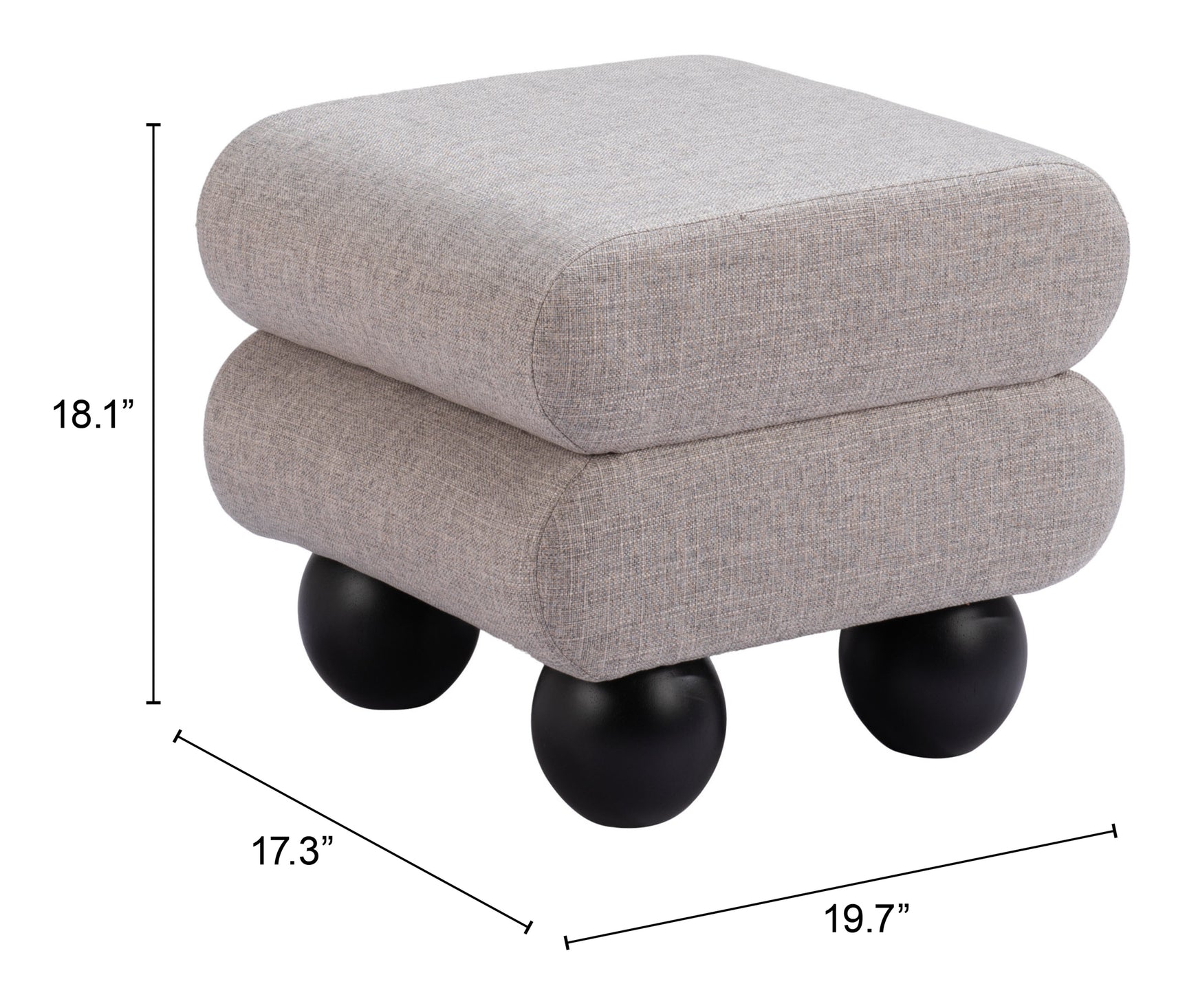 Davao Gray Ottoman - Ornate Home
