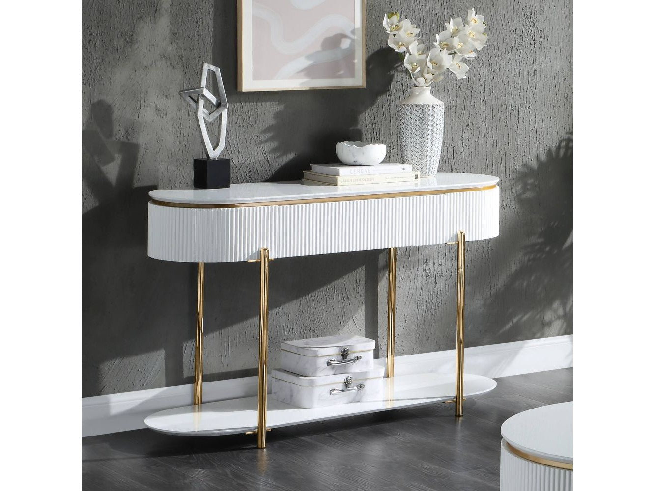 Daveigh White Sofa Table - Ornate Home