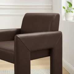 Daven Espresso Vegan Leather Dining Armchair - Ornate Home