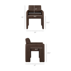 Daven Espresso Vegan Leather Dining Armchair - Ornate Home