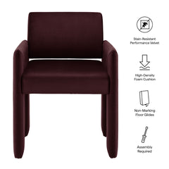Daven Mulberry Stain-Resistant Performance Velvet Dining Armchair - Ornate Home