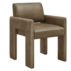 Daven Mushroom Vegan Leather Dining Armchair - Ornate Home