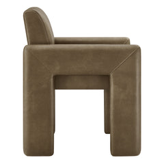 Daven Mushroom Vegan Leather Dining Armchair - Ornate Home