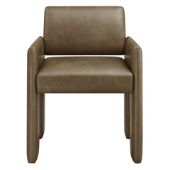 Daven Mushroom Vegan Leather Dining Armchair - Ornate Home