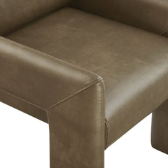 Daven Mushroom Vegan Leather Dining Armchair - Ornate Home