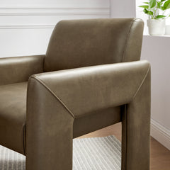 Daven Mushroom Vegan Leather Dining Armchair - Ornate Home
