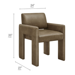 Daven Mushroom Vegan Leather Dining Armchair - Ornate Home