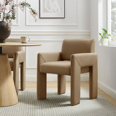 Daven Taupe Stain-Resistant Performance Velvet Dining Armchair - Ornate Home