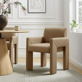 Daven Taupe Stain-Resistant Performance Velvet Dining Armchair - Ornate Home